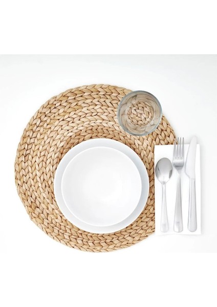 Haki Hasır Örgü Amerikan Servis Tabak Altlığı, Şık ve Doğal Tasarım.
