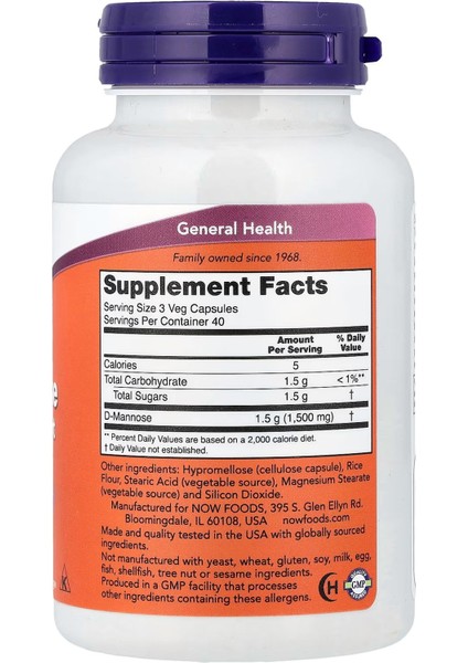 D-Mannose Urinary Support 500 mg 120 Kapsül fiyatları