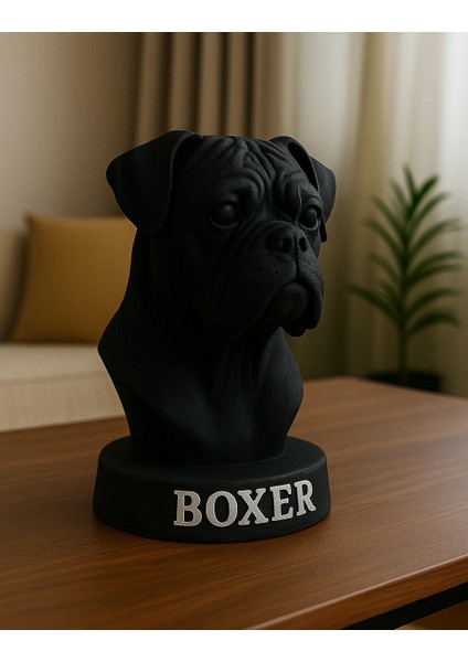 Siyah Boxer Köpek Büstü – Dekoratif Heykel fiyatları