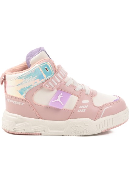 Pudra Cırtlı Bilek Boy Kız Çocuk Sneaker King Uzun P