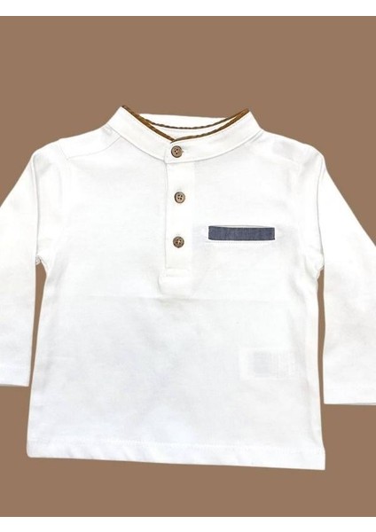 Erkek Bebek Hakim Yaka Cep Detaylı Pamuklu Bluz modelleri