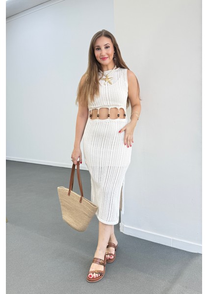 Afrodit Ajurlu Içi Astarlı Midi Elbise modelleri