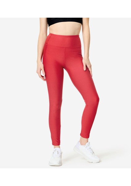 Domyos Kadın Cepli Spor Taytı - Koyu Kırmızı