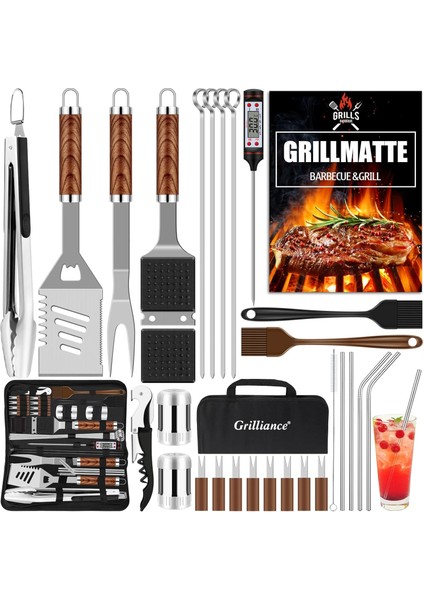 Grillmaster 30 Parça Bbq Mangal Seti – Paslanmaz Çelik, Taşıma Çantalı