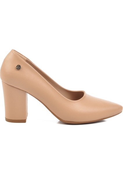 Bej Topuklu Kadın Abiye Ayakkabı PC-54733 Z