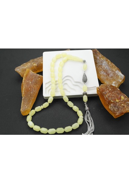 Sığırcık Kesim Gümüş Püskül Damla Kehribar Tespih fiyatları