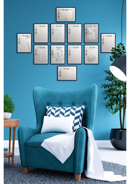 Siyah Çerçeveli 12 Parça Mdf Tablo Seti, Çoklu Baskı Dekorasyon modelleri