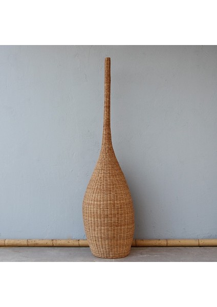 Mylamp Hazerfan 50X190 Cm. Dış Mekan Doğal Rattan Lambader