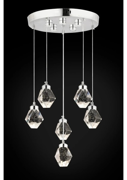 Istanbul Avize Kabarcıklı Liya 6'lı Gümüş Kumandalı 3 Renk Ledli Modern LED Avize fiyatları