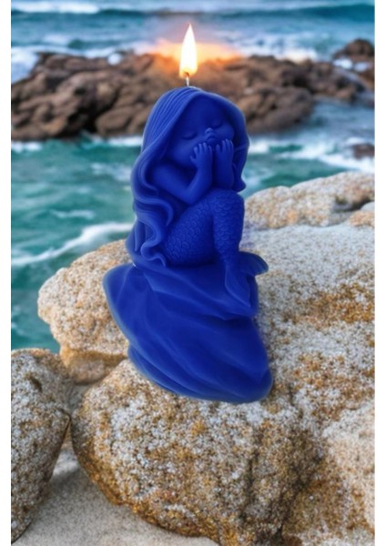 Mavi Okyanus Temalı Deniz Kızı Dekoratif Mum, Evinize Ferahlık Katacak Küçük Parıltı