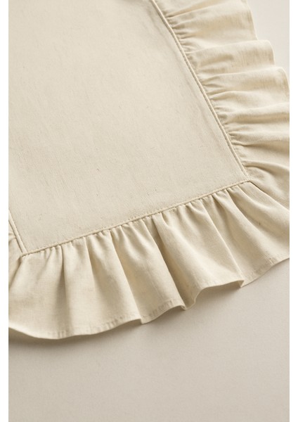 Sade Fırfırlı Ekru Runner Dekoratif Orta Sehpa Örtüsü 30X80 Cm modelleri
