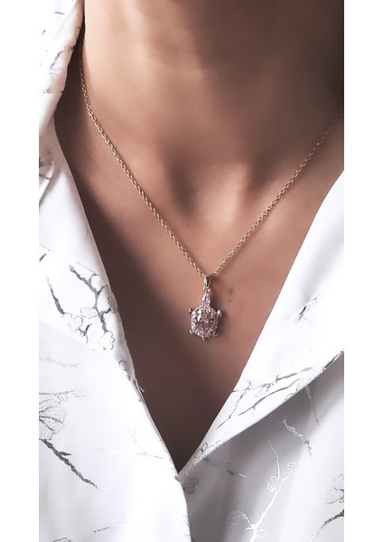Pembe Beyaz Zirkon Taşlı Kaplumbağa Çelik Kolye fiyatları