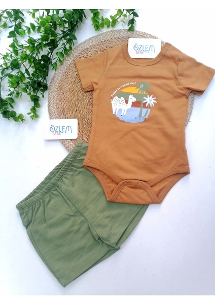 Matei Deve Figürlü 2'li Takım Kahverengi - 9-12 Ay