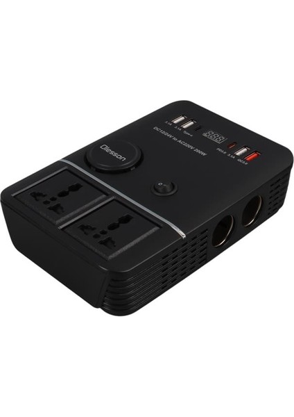 Olesson 1661 Dc 12-24V 200W Oto Araç Power Inverter 2x Çakmak Girişi - 2x Type-C - 4x USB - 2x 220V Üniversal Priz fiyatları