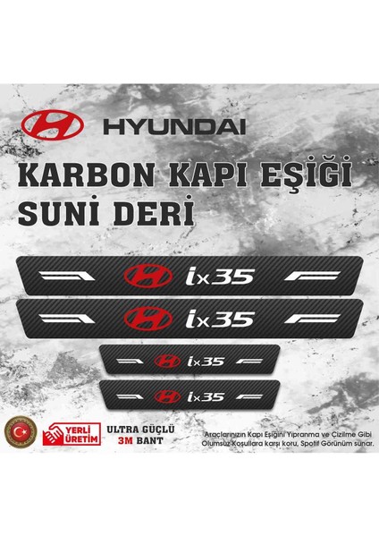 Hyundai IX35 Uyumlu Deri Karbon Kapı Eşiği Koruyucu Bant 4 Adet