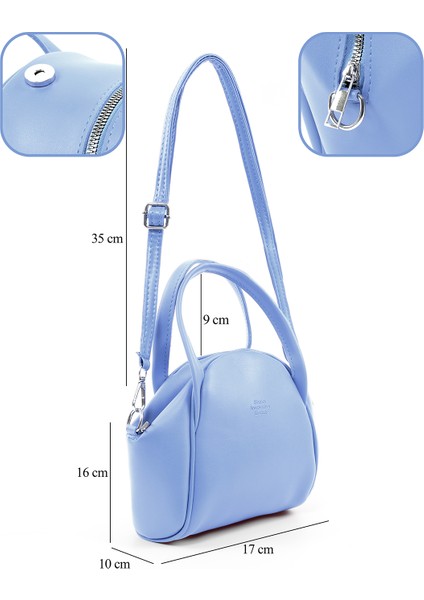 Mavi SHK132 Suni Deri, Fermuarlı Tek Bölmeli, Çıtçıt Detaylı ,el, Kol ve Omuz Çantası fırsatları