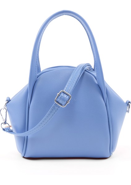 Mavi SHK132 Suni Deri, Fermuarlı Tek Bölmeli, Çıtçıt Detaylı ,el, Kol ve Omuz Çantası