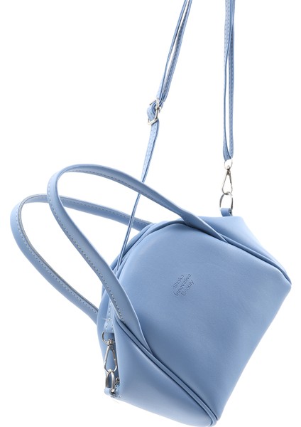 Mavi SHK132 Suni Deri, Fermuarlı Tek Bölmeli, Çıtçıt Detaylı ,el, Kol ve Omuz Çantası