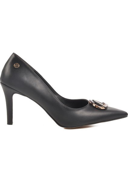 Siyah Ince Topuklu Kadın Abiye Ayakkabı PC-54506 Z