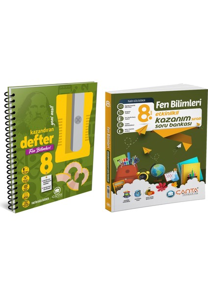 Çanta 2025 8. Sınıf Fen Bilimleri Etkinlikli Kazanım Soru Bankası + Defter Seti 2 Kitap