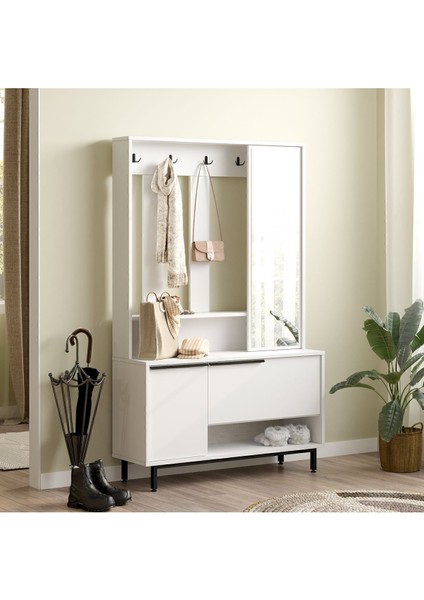 Bohem Portmanto Vestiyer Ayakkabılık Aynalı Metal Ayaklı Beyaz BOH11-W fiyatları