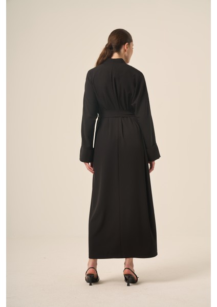 Si̇yah Iki̇ Parça Reglan Kol Kri̇stal Taş Işlemeli̇ Seyyar Kemerli̇ Abaya 6520-25 Siyah fırsatları