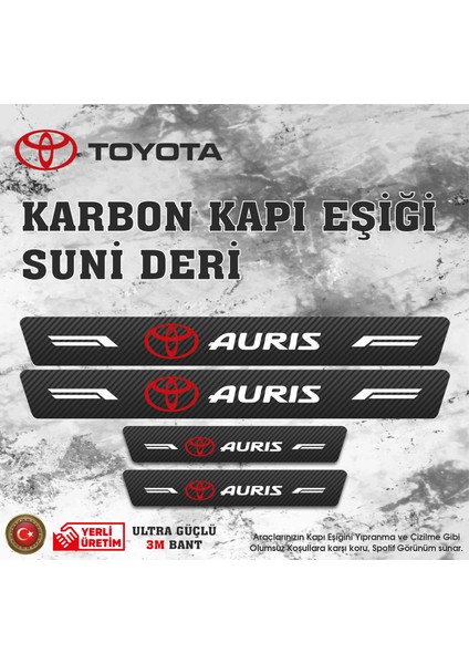 Toyota Auris Uyumlu Deri Karbon Kapı Eşiği Koruyucu Bant 4 Adet