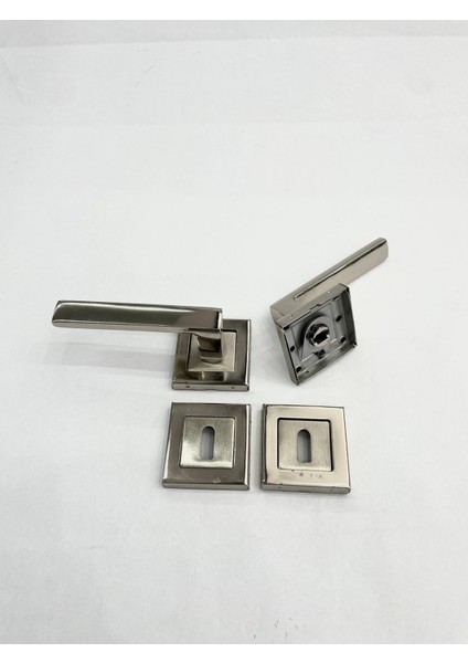 Nikel Inox Oda Kapı Kolu - Kare Rozetli - 1 Takım No : 10 modelleri