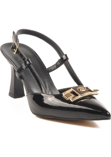 Siyah Rugan Topuklu Kadın Abiye Ayakkabı PC-54663 Z modelleri