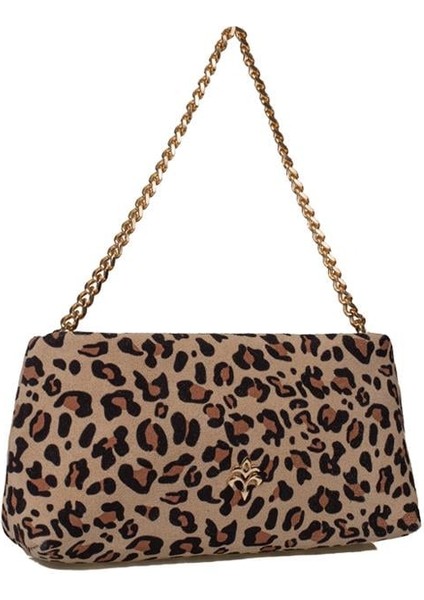 Bej Phusis N Kadın Nubuk Leopar Çapraz Çanta