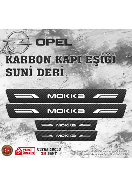 Opel Mokka Uyumlu Deri Karbon Kapı Eşiği Koruyucu Bant 4 Adet