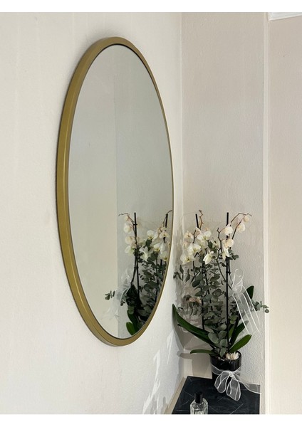 Altın Renkli Yuvarlak Dekoratif Ayna 80 cm Çap modelleri