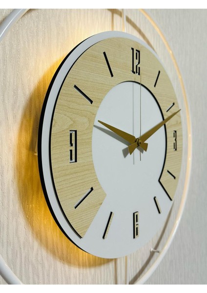 50X70 cm Metal ve Ahşap ile Işığın Zarif Uyumu Duvar Saati Dekoratif fırsatları