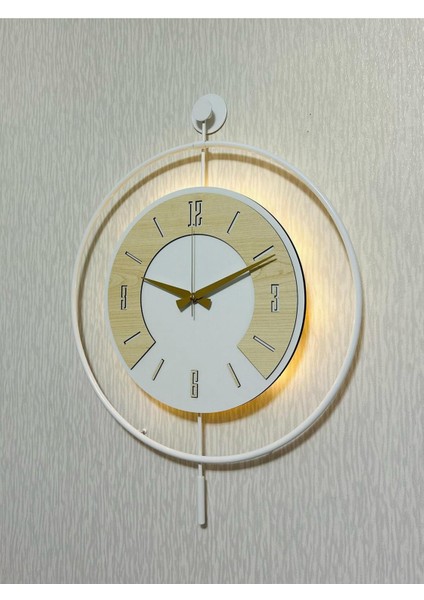 50X70 cm Metal ve Ahşap ile Işığın Zarif Uyumu Duvar Saati Dekoratif indirimleri