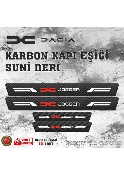 Dacia Jogger Uyumlu Deri Karbon Kapı Eşiği Koruyucu Bant 4 Adet