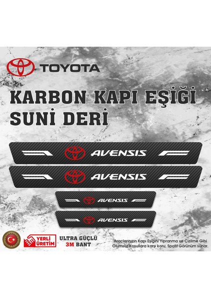 Toyota Avensis Uyumlu Deri Karbon Kapı Eşiği Koruyucu Bant 4 Adet