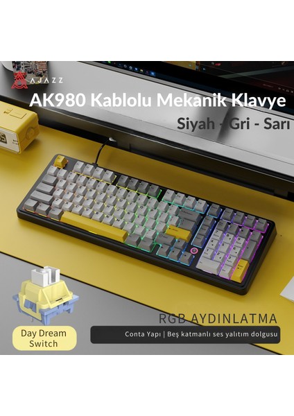 AK980 Daydream Switch Kablolu Mekanik Oyun Klavyesi- Rgb Aydınlatmalı- Siyah