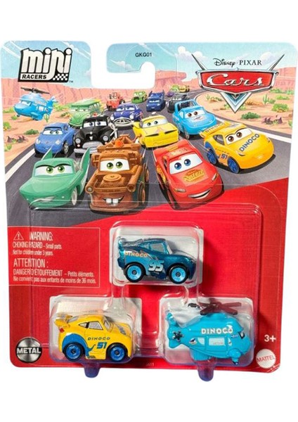 - Üçlü Mini Racers - Dinoco Cruz Ramirez & Dinoco Flash Mcqueen & Rotor Turbosky
