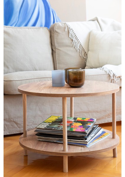 Yuvarlak Orta Sehpa 43X60 cm Çam