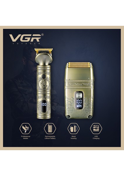 V-649 Elektrikli Erkek Tıraş Makinesi Şarj Edilebilir Akülü Profesyonel Saç Düzeltici Seti indirimleri