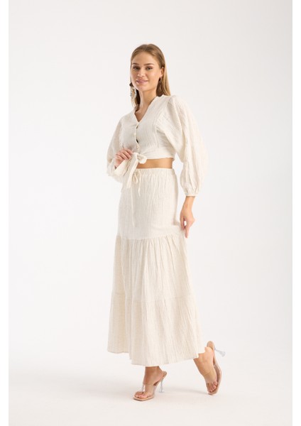 Keten Etek Bluz Takım