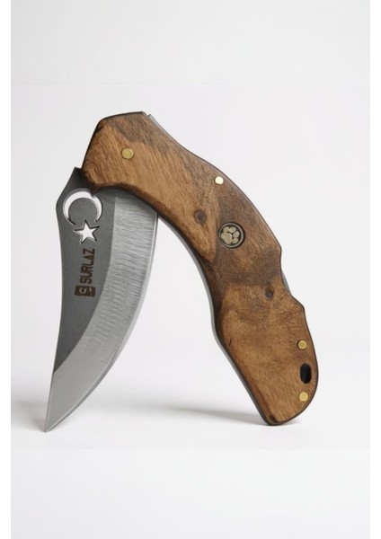 Ay Yıldız Isme Özel Kamp Çakısı Dövme Çelik 23.5 cm.