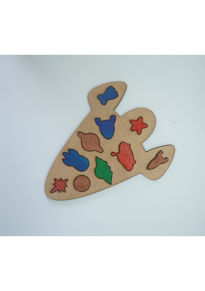 Çocuklar Için Eğitici ve Öğretici Ahşap Yapboz Puzzle Bul Tak Uzay Aracı Mekik Roket Gezegenler fırsatları