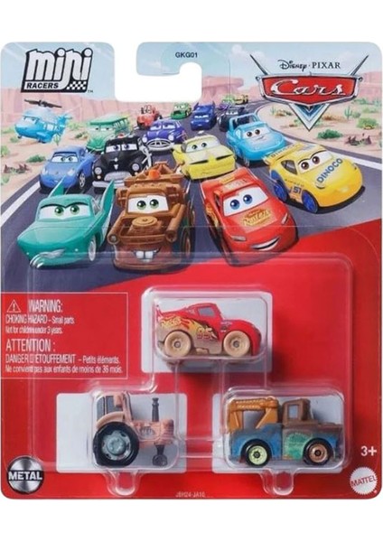 - Üçlü Mini Racers - Tractor & Muddy Lightning Mcqueen & Mater