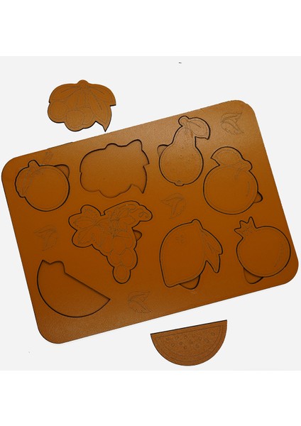 Çocuklar Için Eğitici ve Öğretici Ahşap Yapboz Puzzle Bul Tak Meyveler
