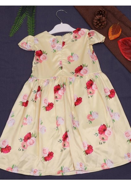 Kız Çocuk Prenses Model Elbise Çiçek Motifli Elbise modelleri