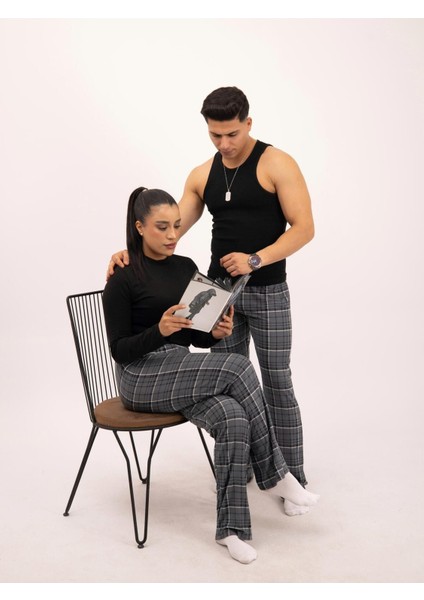 Ekose Kareli Yılbaşı Pijama Altı Unisex Micro Pamuk
