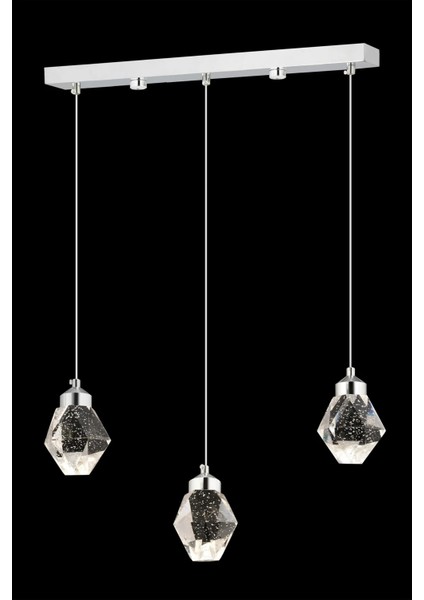 Istanbul Avize Kabarcıklı Yemek Masası Liya 3'lü Gümüş Kumandalı 3 Renk Ledli Modern LED Avize modelleri