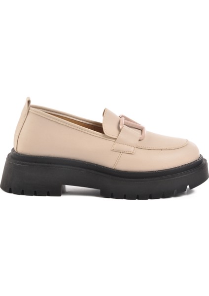 Bej Yüksek Taban Kadın Casual Ayakkabı F-2047 Z