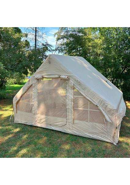 210D Oxford 6 Kişilik 4 Mevsim Soba Çıkışlı Şişme Kamp Çadırı – Pompalı, 210X300X190 cm